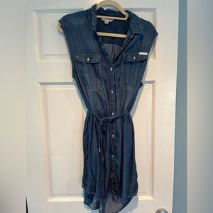 Calvin Klein Jean dress - lightweight denim, button up with tie belt